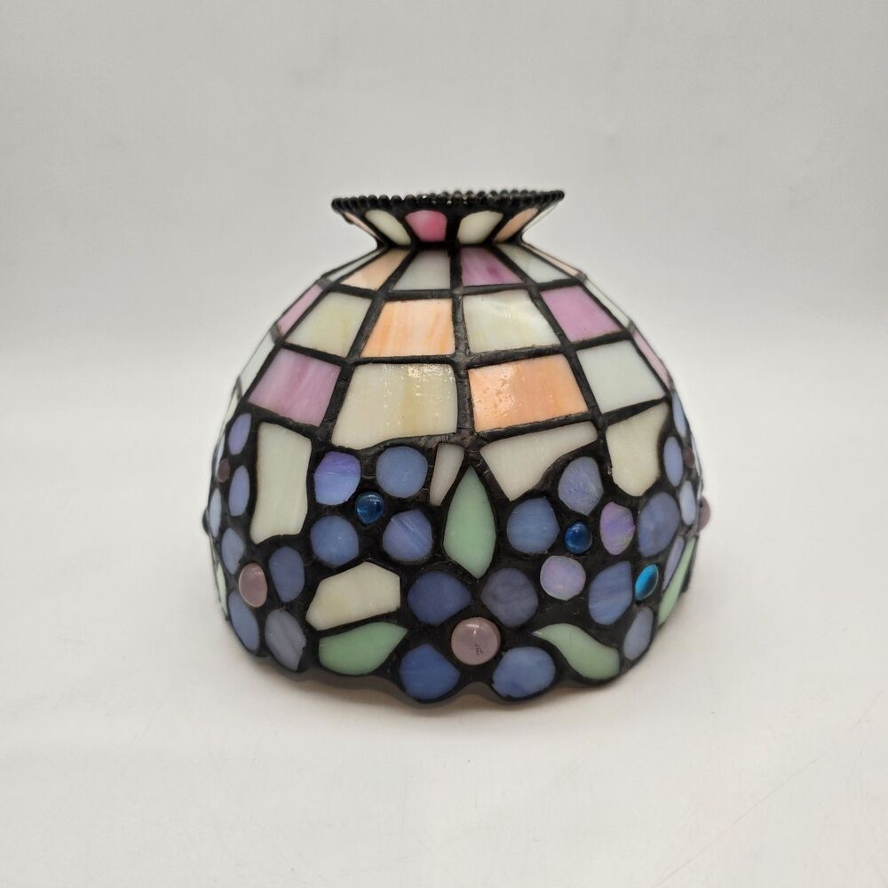 PartyLite Hydrangea Stained Glass Tiffany Style Tea Light Lamp TOP 5.5" ONLY - Picture 2 of 4